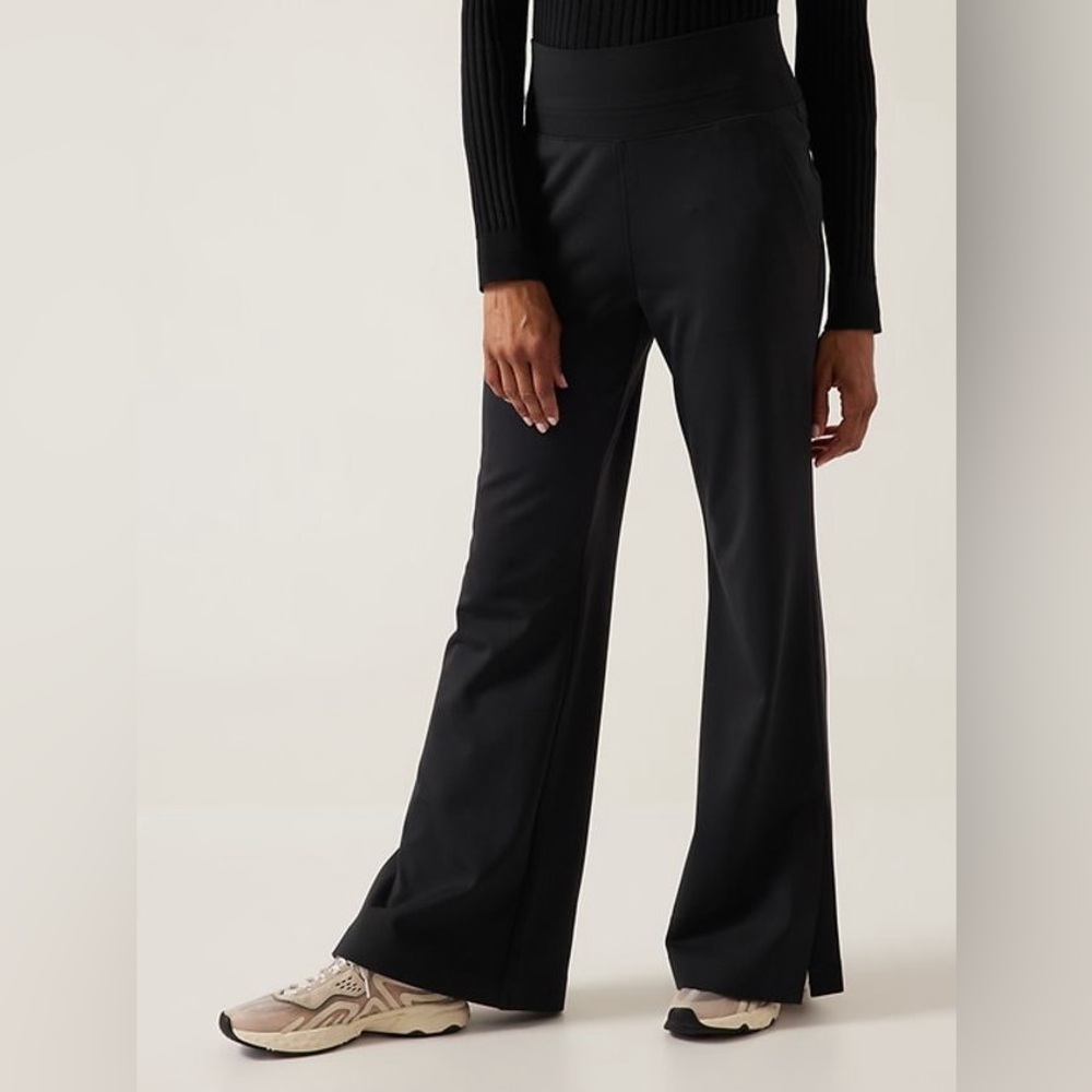 Athleta Venice Flare Wide Leg Ankle Slit Pull On Pant in Black size S - Picture 3 of 12